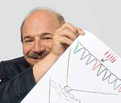 Photo: Nobel Laureate Brian P. Schmidt, physics, 2011, and his drawing (cropped)