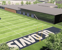 Image: Artist’s rendering of Student-Athlete Performance Center and practice field