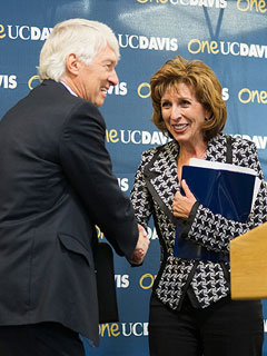 Photo: Chancellor Linda Katehi and Roger Beachy
