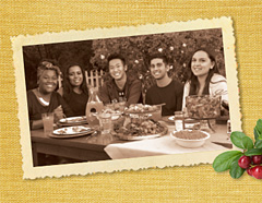 Image: Group of students in a snippet from the chancellor's holiday card.