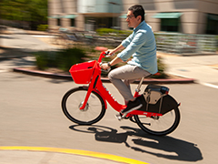 Photo: An electric-assist JUMP Bike available to be rented at UC Davis